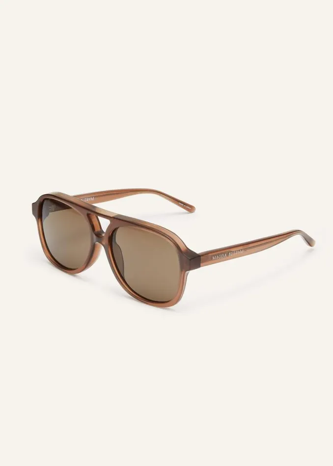 Shop Magda Butrym Eyewear Aviator Sunglasses In Brown Shop Magda Butrym Eyewear Aviator Sunglasses In Brown