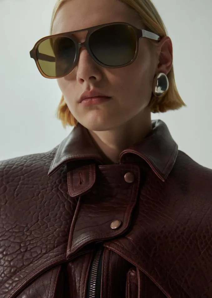 Shop Magda Butrym Eyewear Aviator Sunglasses In Brown Shop Magda Butrym Eyewear Aviator Sunglasses In Brown