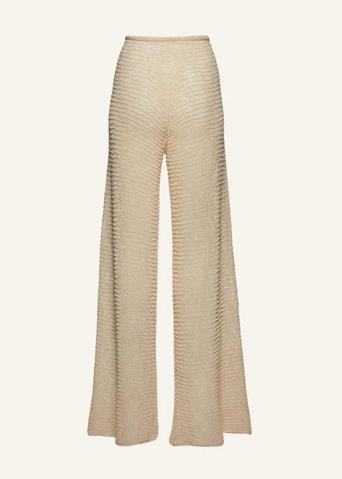 Shop Magda Butrym Handmade Netted Crochet Wide Leg Pants In Cream Shop Magda Butrym Handmade Netted Crochet Wide Leg Pants In Cream