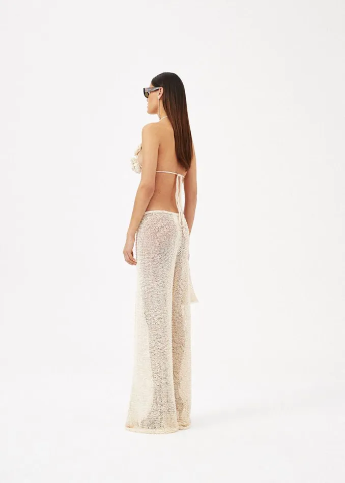 Shop Magda Butrym Handmade Netted Crochet Wide Leg Pants In Cream Shop Magda Butrym Handmade Netted Crochet Wide Leg Pants In Cream