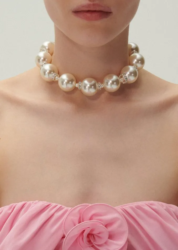 Shop Magda Butrym Jewelry Pearl And Crystal Collar Necklace Is Silver Shop Magda Butrym Jewelry Pearl And Crystal Collar Necklace Is Silver
