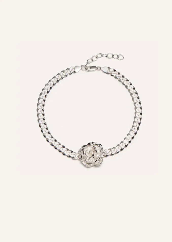 Shop Magda Butrym Jewelry Silver Rose Chain Necklace