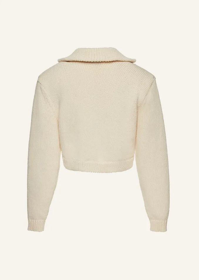 Shop Magda Butrym Knitwear Thick Knit Cotton Polo Sweater In Cream Shop Magda Butrym Knitwear Thick Knit Cotton Polo Sweater In Cream