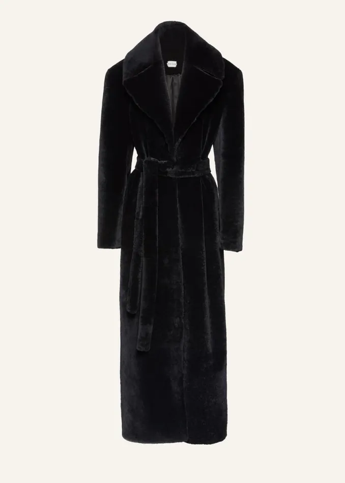 Shop Magda Butrym Leather And Shearling Long Shearling Coat In Black