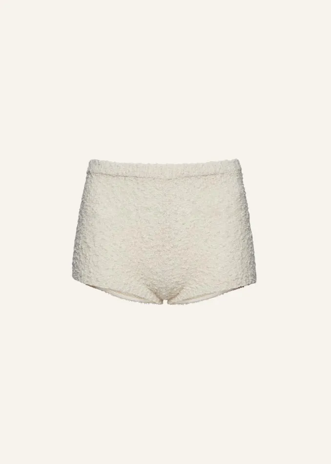 Shop Magda Butrym Pants Boucl Knit Mini Shorts In Cream