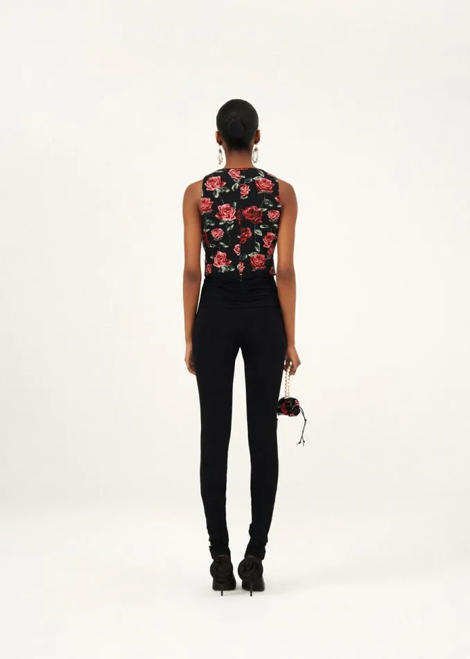 Shop Magda Butrym Pants Flower Embellished Skinny Leggings In Black Shop Magda Butrym Pants Flower Embellished Skinny Leggings In Black