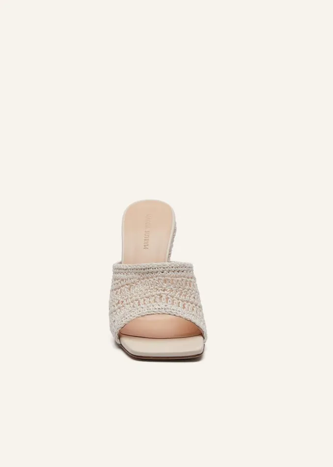 Shop Magda Butrym Shoes Inverted Wedge Mule In Cream Crochet Shop Magda Butrym Shoes Inverted Wedge Mule In Cream Crochet