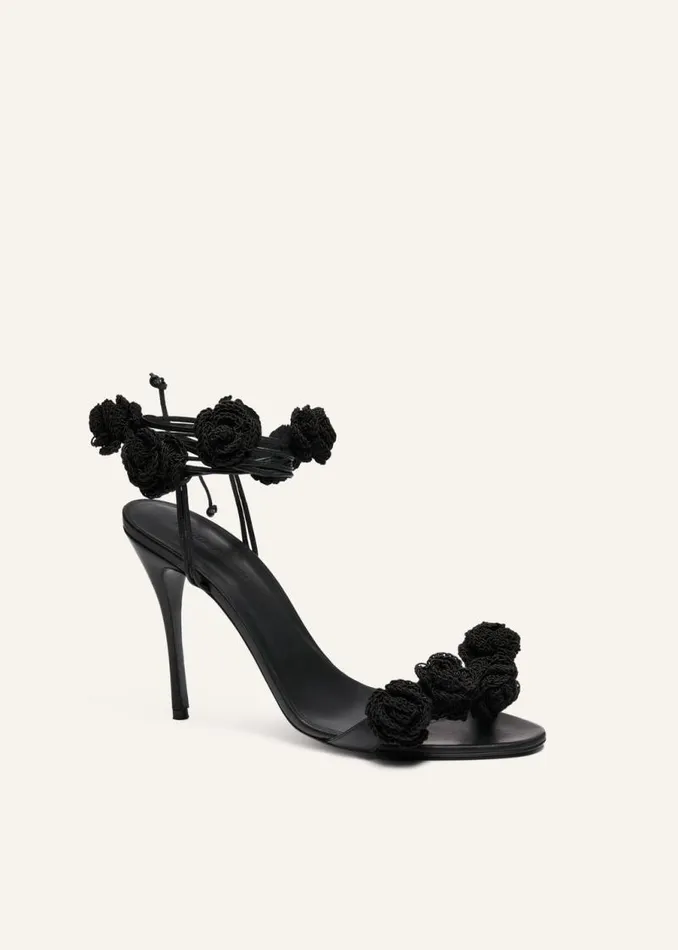 Shop Magda Butrym Shoes Mini Rose Crochet Flower Sandals In Black Shop Magda Butrym Shoes Mini Rose Crochet Flower Sandals In Black