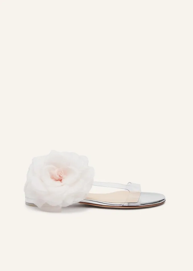 Shop Magda Butrym Shoes Rose PVC Flat Sandals In Mirror Pink