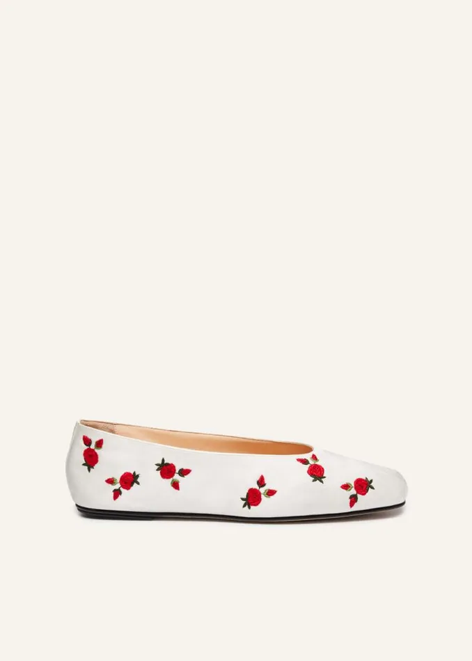 Shop Magda Butrym Shoes Satin Ballet Flats In Cream