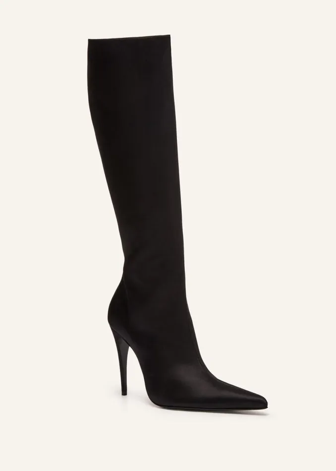 Shop Magda Butrym Shoes Tall Satin Pointed Boots In Black Shop Magda Butrym Shoes Tall Satin Pointed Boots In Black