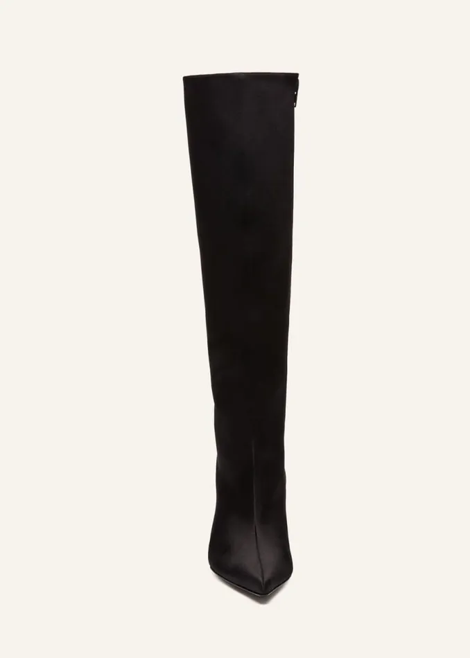 Shop Magda Butrym Shoes Tall Satin Pointed Boots In Black Shop Magda Butrym Shoes Tall Satin Pointed Boots In Black