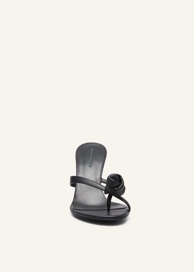 Shop Magda Butrym Shoes Wedge Flower Sandals In Black Leather Shop Magda Butrym Shoes Wedge Flower Sandals In Black Leather