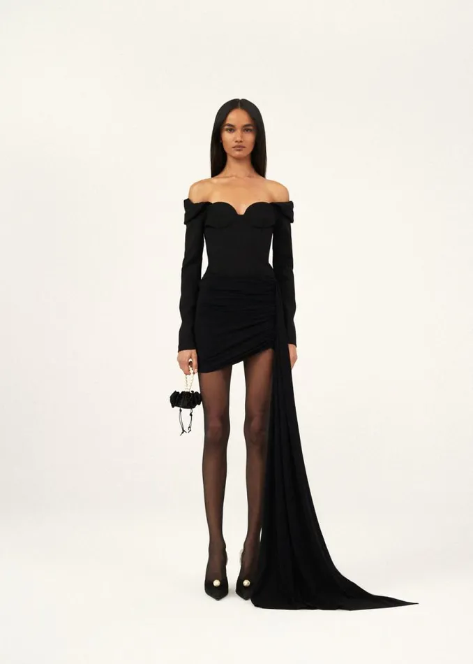 Shop Magda Butrym Skirts Asymmetrical Sash Skirt In Black Shop Magda Butrym Skirts Asymmetrical Sash Skirt In Black