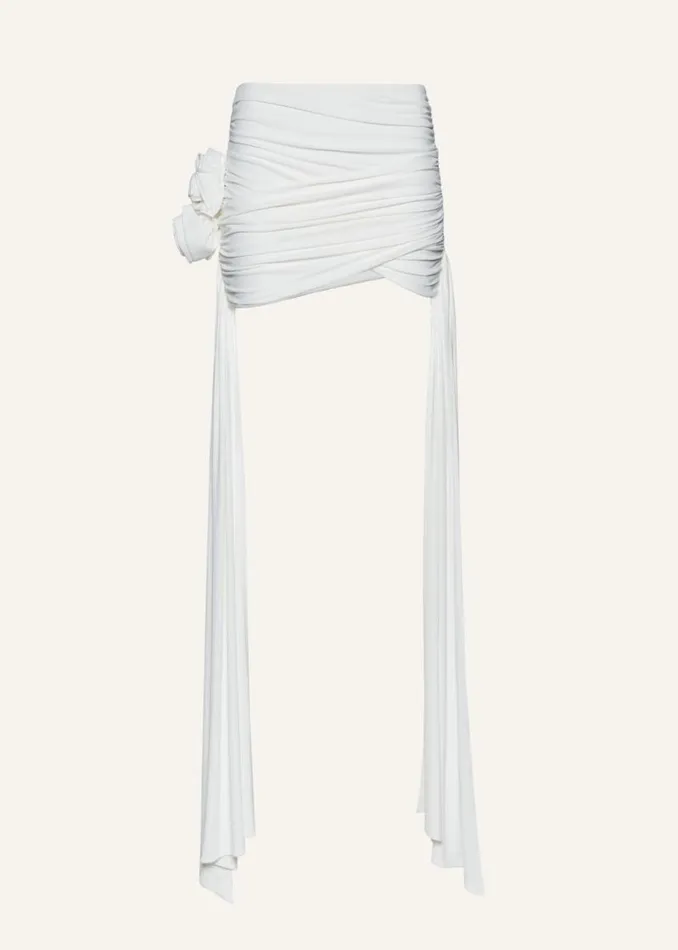 Shop Magda Butrym Skirts Double Sash Draped Mini Skirt In White
