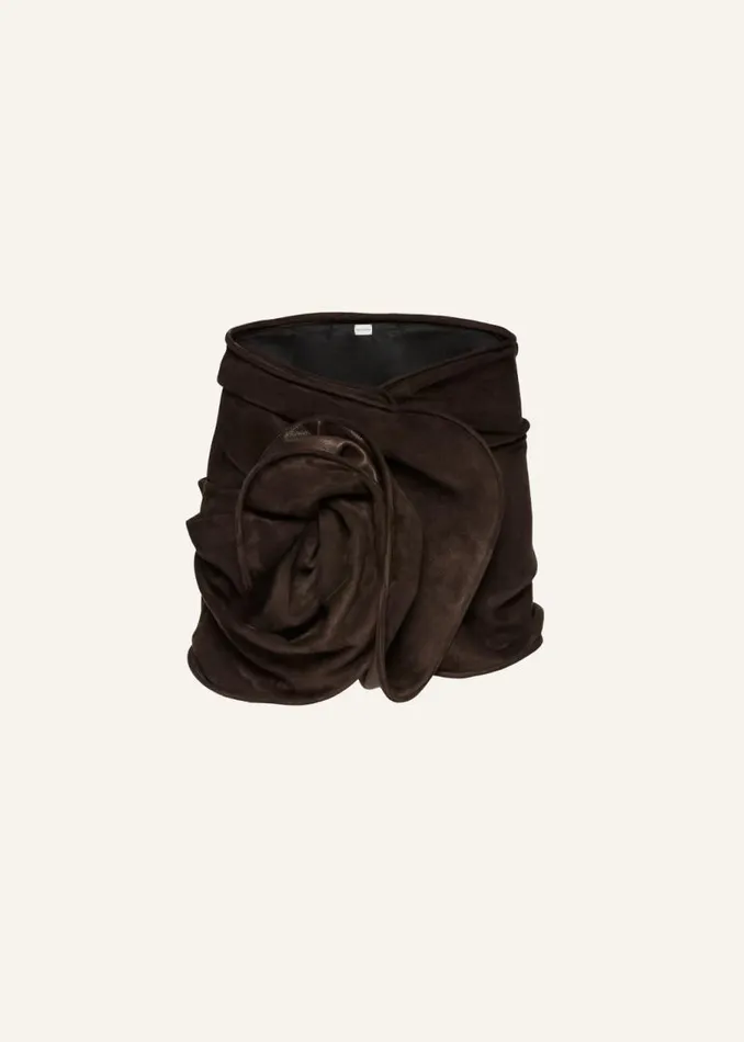 Shop Magda Butrym Skirts Draped Suede Mini Skirt In Brown