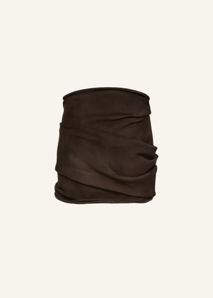 Shop Magda Butrym Skirts Draped Suede Mini Skirt In Brown Shop Magda Butrym Skirts Draped Suede Mini Skirt In Brown