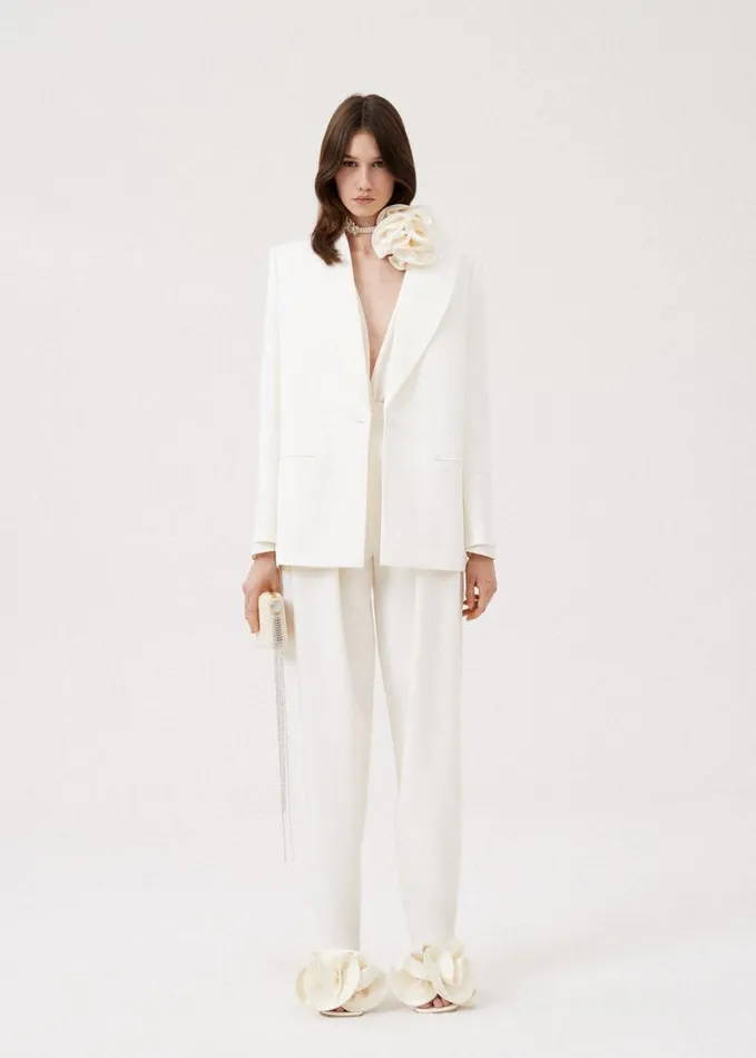 Shop Magda Butrym Tailoring And Suits Tailored Blazer In Cream Shop Magda Butrym Tailoring And Suits Tailored Blazer In Cream