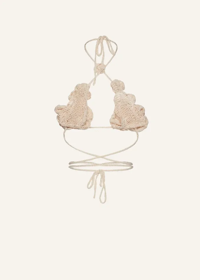 Shop Magda Butrym Tops 3D Crochet Flower Bra Top In Cream Shop Magda Butrym Tops 3D Crochet Flower Bra Top In Cream