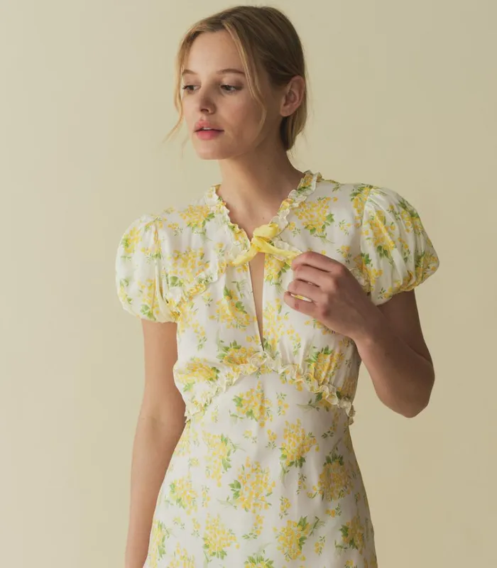 Shop ORIANNA DRESS Salt May Bell Floral DEN Dresses