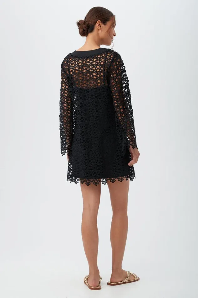 SHOP Trina Turk SWIM COVER UPS WOMEN039S CHATEAU LACE LONG SLEEVE VNECK SWIM COVERUP DRESS
