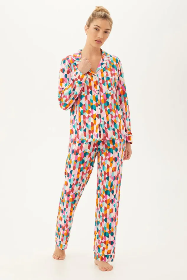 SHOP Trina Turk WOMEN039S SLEEPWEAR DANCING DOTS WOMEN039S LONG SLEEVE LONG PANT JERSEY PJ SET