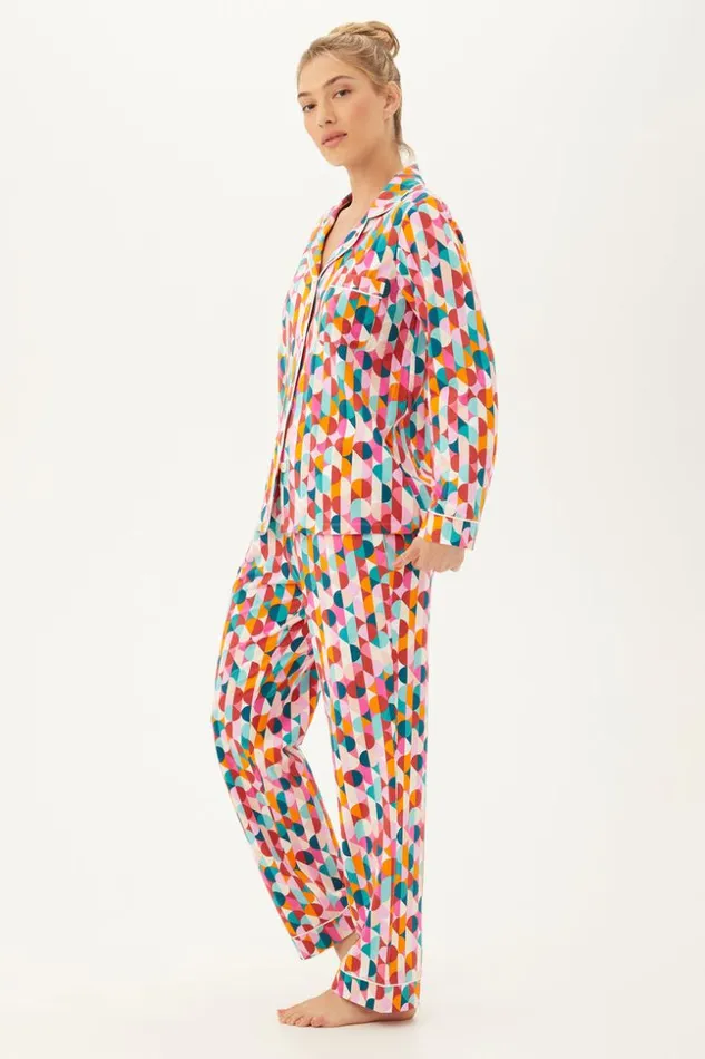 SHOP Trina Turk WOMEN039S SLEEPWEAR DANCING DOTS WOMEN039S LONG SLEEVE LONG PANT JERSEY PJ SET