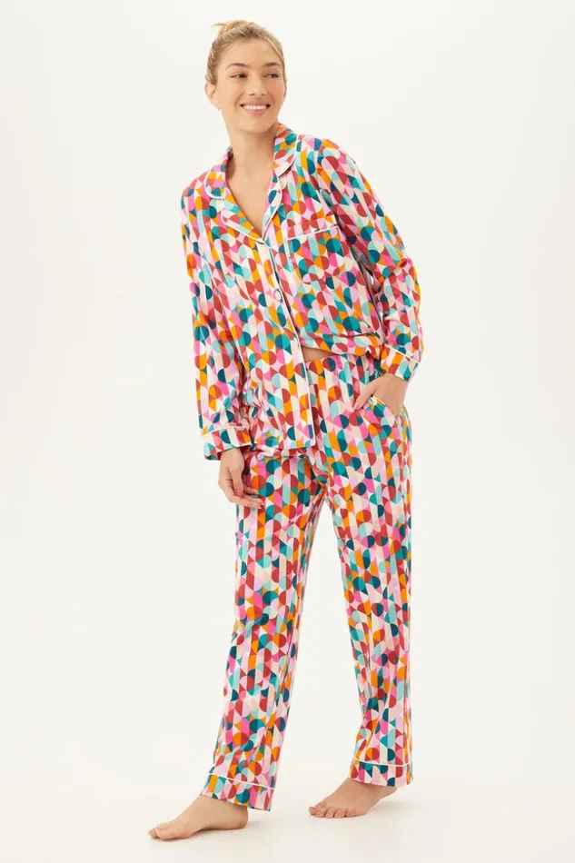 SHOP Trina Turk WOMEN039S SLEEPWEAR DANCING DOTS WOMEN039S LONG SLEEVE LONG PANT JERSEY PJ SET