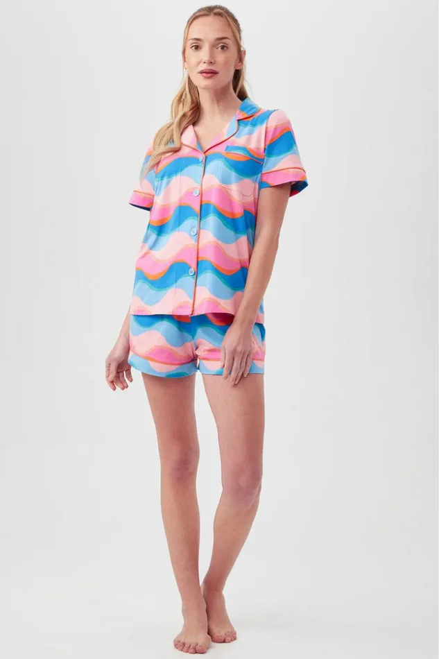 SHOP Trina Turk WOMEN039S SLEEPWEAR NEW WAVE WOMEN039S SHORT SLEEVE SHORTY JERSEY PJ SET