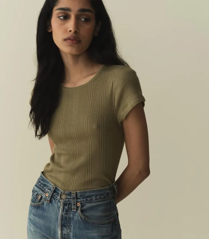 Shop VIVI CASHMERE BLEND TEE Pasture DEN Tees