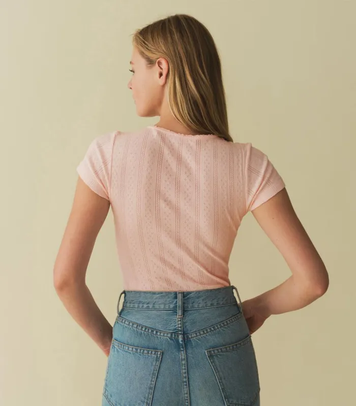 Shop VIVI TEE Petunia Pink Quelle Jolie Pointelle DEN Tees