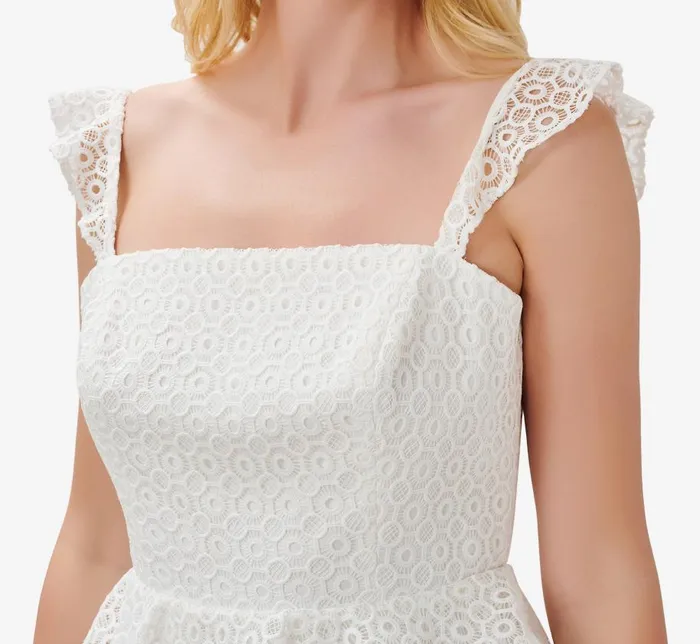 Short Dresses Womens Adrianna Papell Lace FitAndFlare Short Cocktail Dress In Ivory