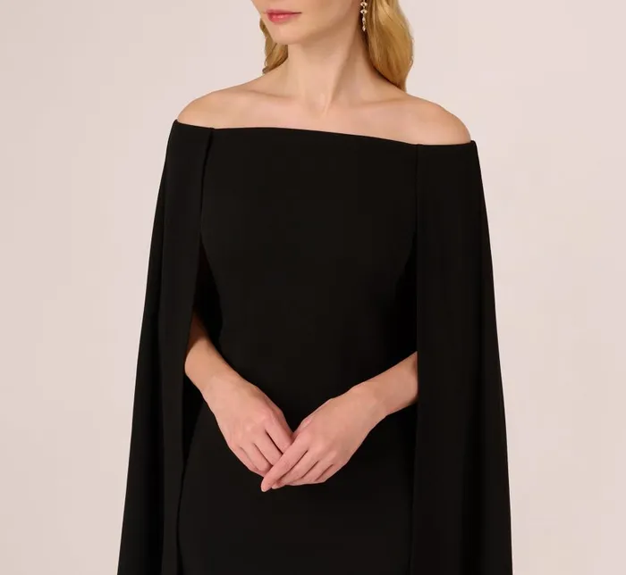 Short Dresses Womens Adrianna Papell Off The Shoulder Cape Dress In Black