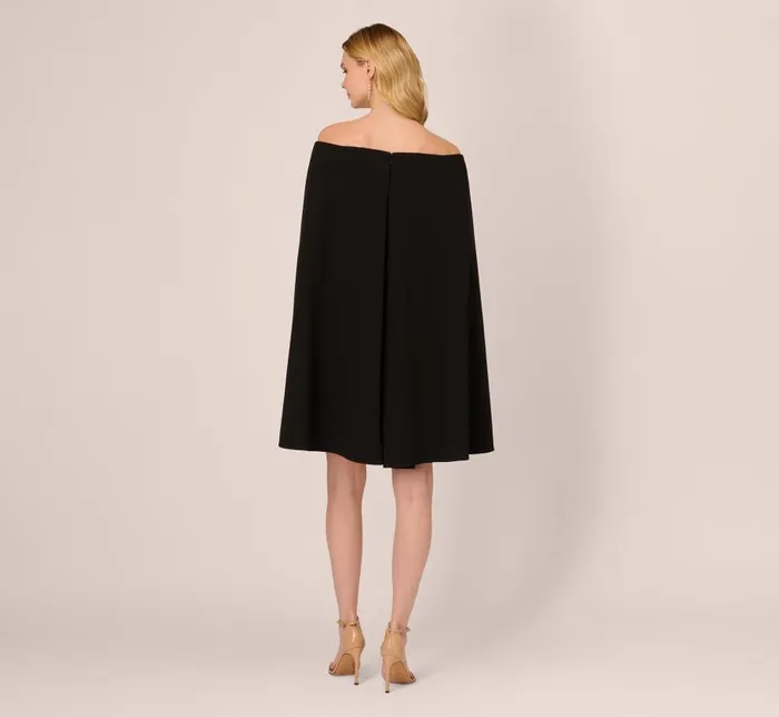 Short Dresses Womens Adrianna Papell Off The Shoulder Cape Dress In Black