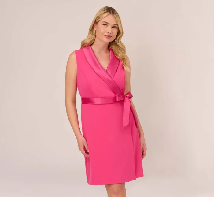 Short Dresses Womens Adrianna Papell Plus Size Crepe Tuxedo Short Faux Wrap Dress In Cabaret Pink Short Dresses Womens Adrianna Papell Plus Size Crepe Tuxedo Short Faux Wrap Dress In Cabaret Pink