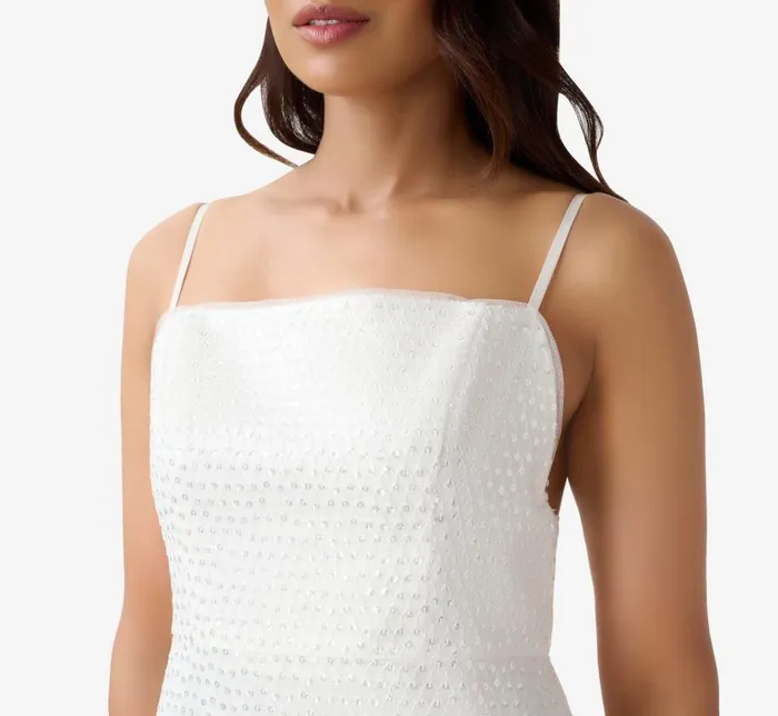 Short Dresses Womens Adrianna Papell Sequined Sheath Short Cocktail Dress In Ivory