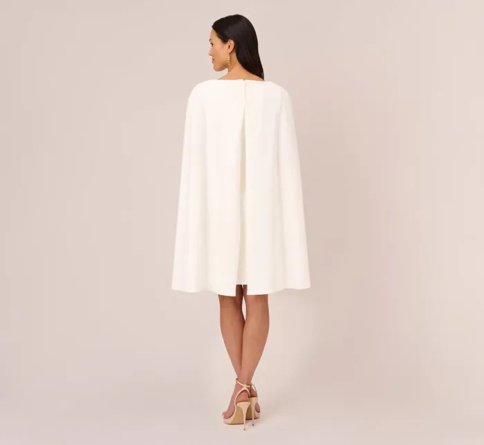 Short Dresses Womens Adrianna Papell Structured Cape Sheath Dress In Ivory