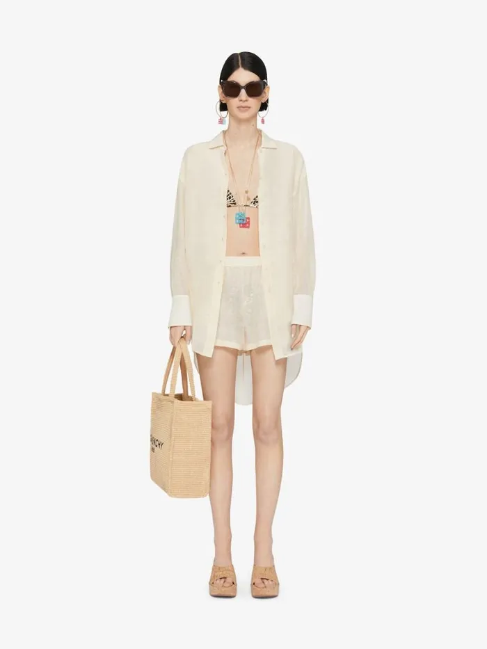 Shorts In Silk And Linen Ivory Women Givenchy Pants and Shorts