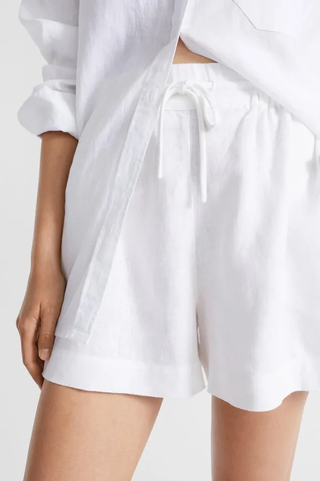 Shorts Woman Seed Heritage Core Linen Relaxed Short Whisper White