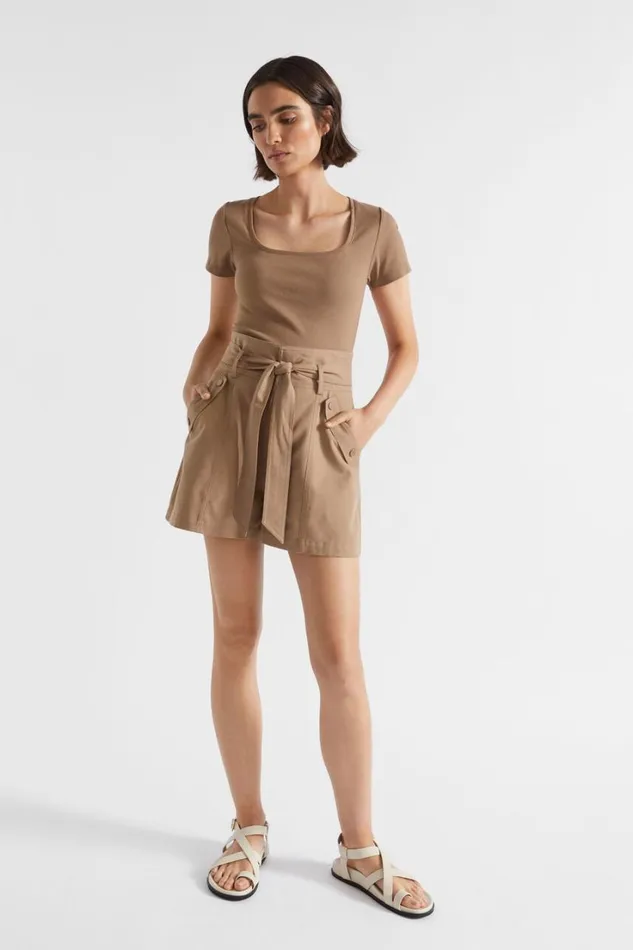 Shorts Woman Seed Heritage Tie Waist Cargo Short Woodland