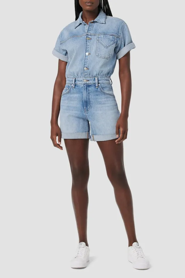 Shorts Women Hudson Jeans Short Sleeve Romper Ocean Waters
