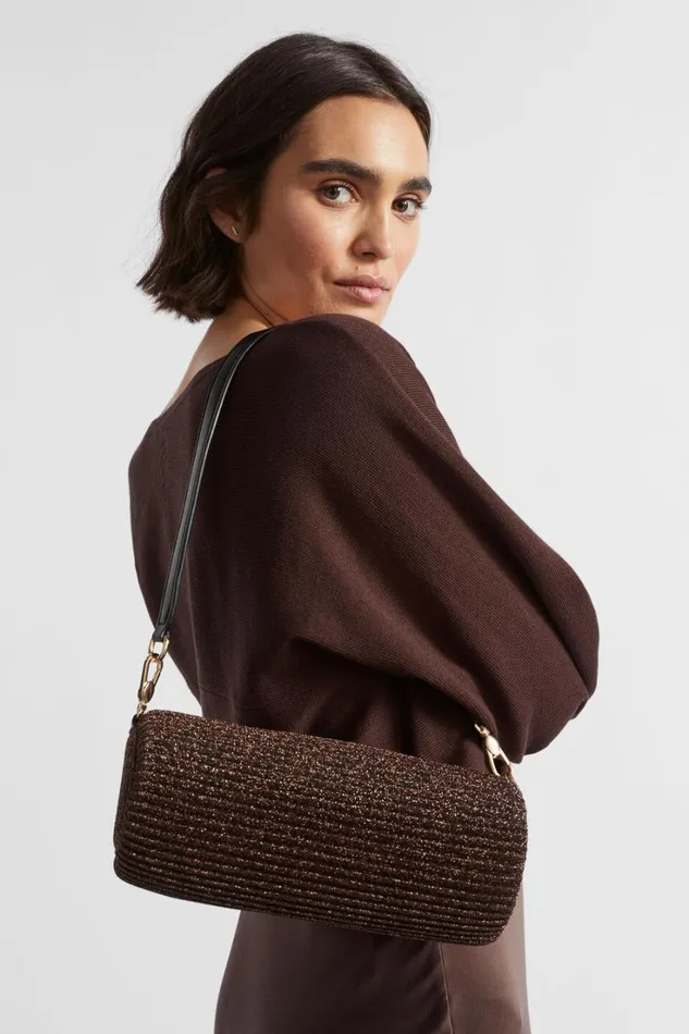 Shoulder Bags Woman Seed Heritage Pleated Shoulder Bag Bronze