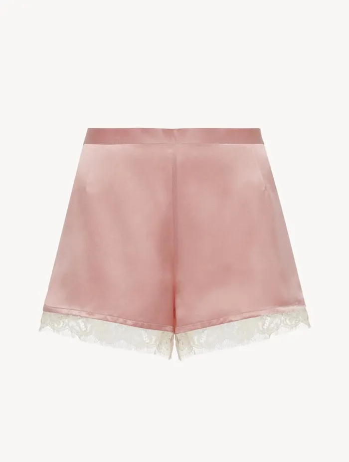 Silk Shorts With Leavers Lace In Pink Sleepwear La Perla Sleep Shorts and Trousers