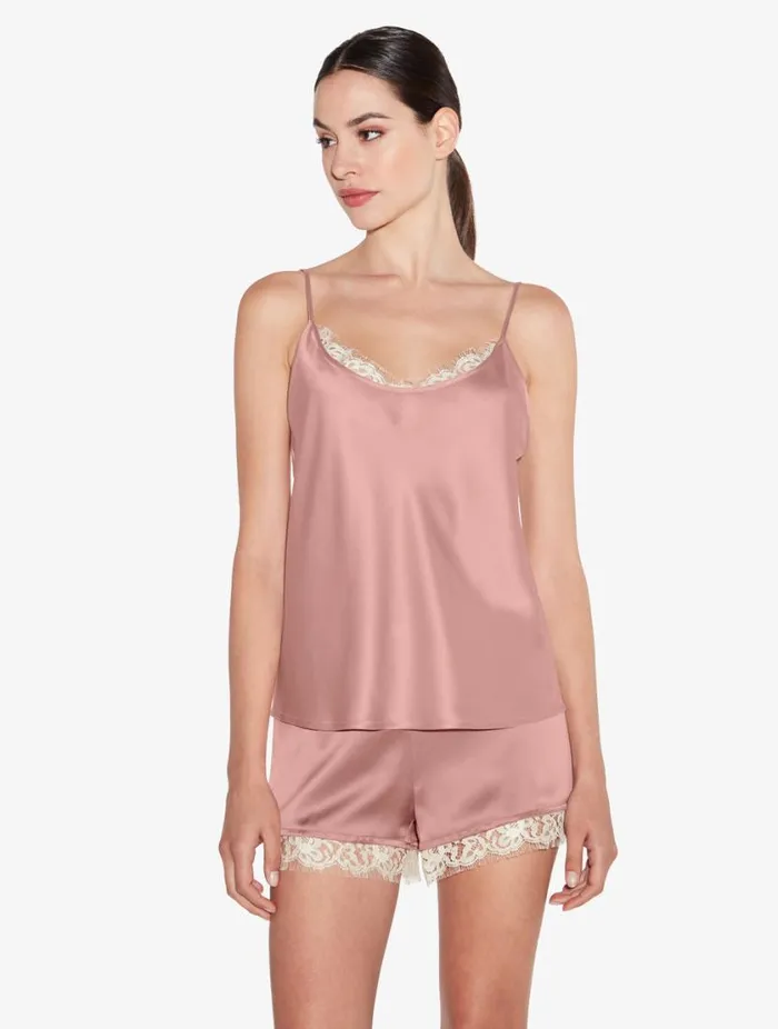 Silk Shorts With Leavers Lace In Pink Sleepwear La Perla Sleep Shorts and Trousers