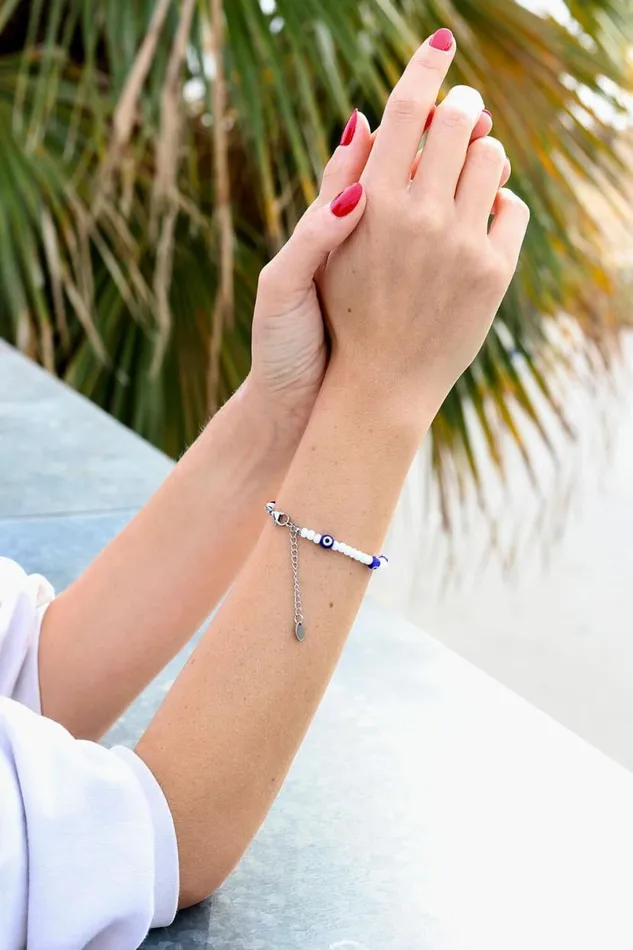 Silver White Blue Tennis Bracelet Women Roman Jewellery