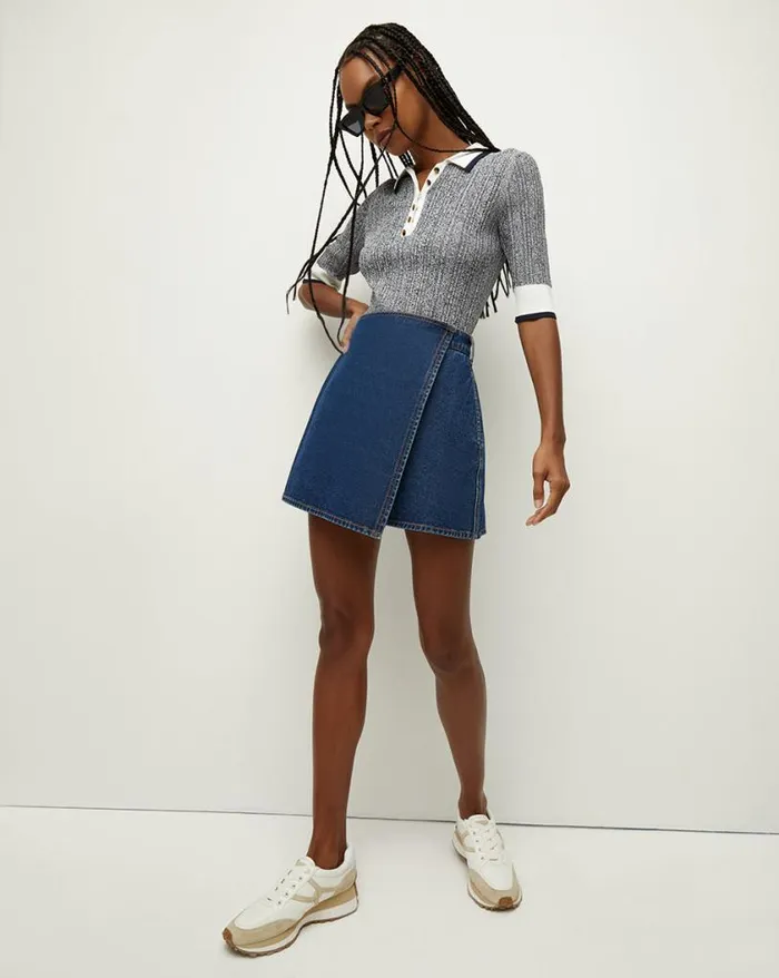 Skirts and Shorts Shop Veronica Beard Colin Denim Skort Cornflower