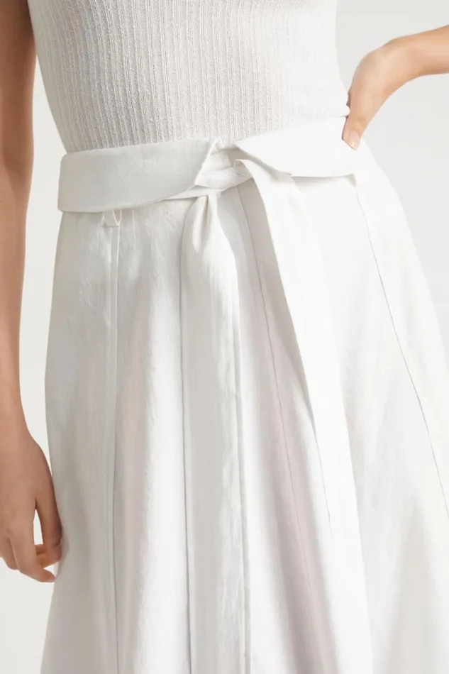 Skirts Woman Seed Heritage Tie Panel Midi Skirt Whisper White