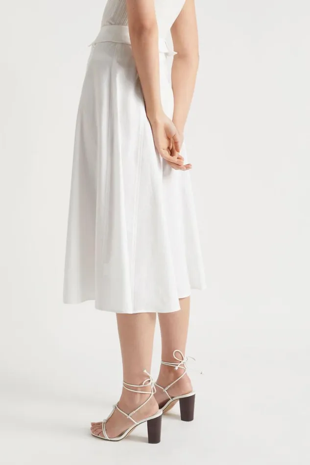 Skirts Woman Seed Heritage Tie Panel Midi Skirt Whisper White