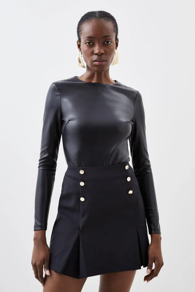 Skirts Women Karen Millen Essential Techno Woven Mini Skirt Black