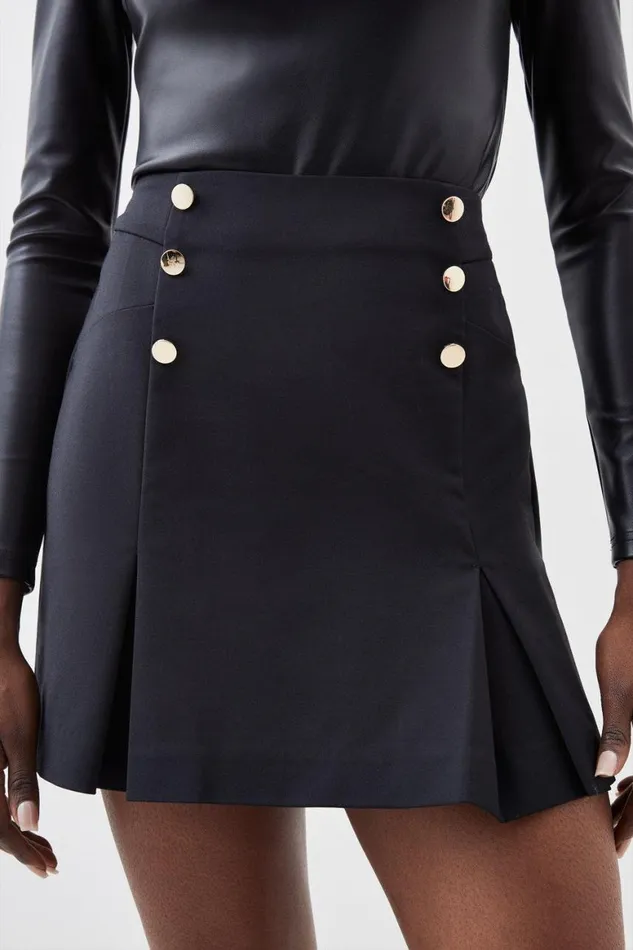 Skirts Women Karen Millen Essential Techno Woven Mini Skirt Black
